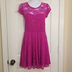 ASOS Magenta Lace Fit and Flare Dress